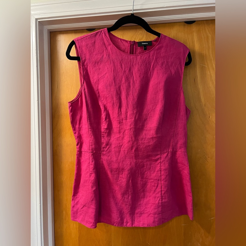 Theory Paneled Top in pure linen - size 12 pink